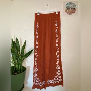 Forever 21 Embroidered Flare Pants